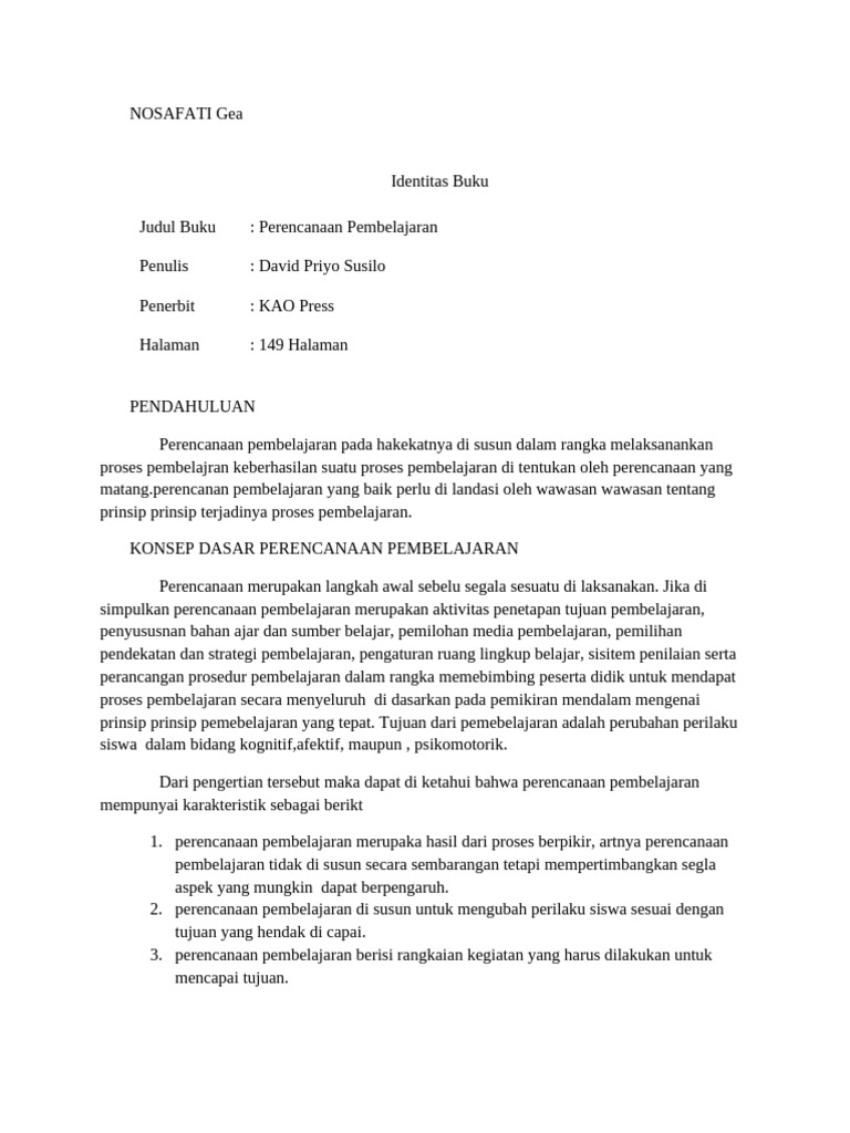 Perencanaan Pembelajaran Pdf