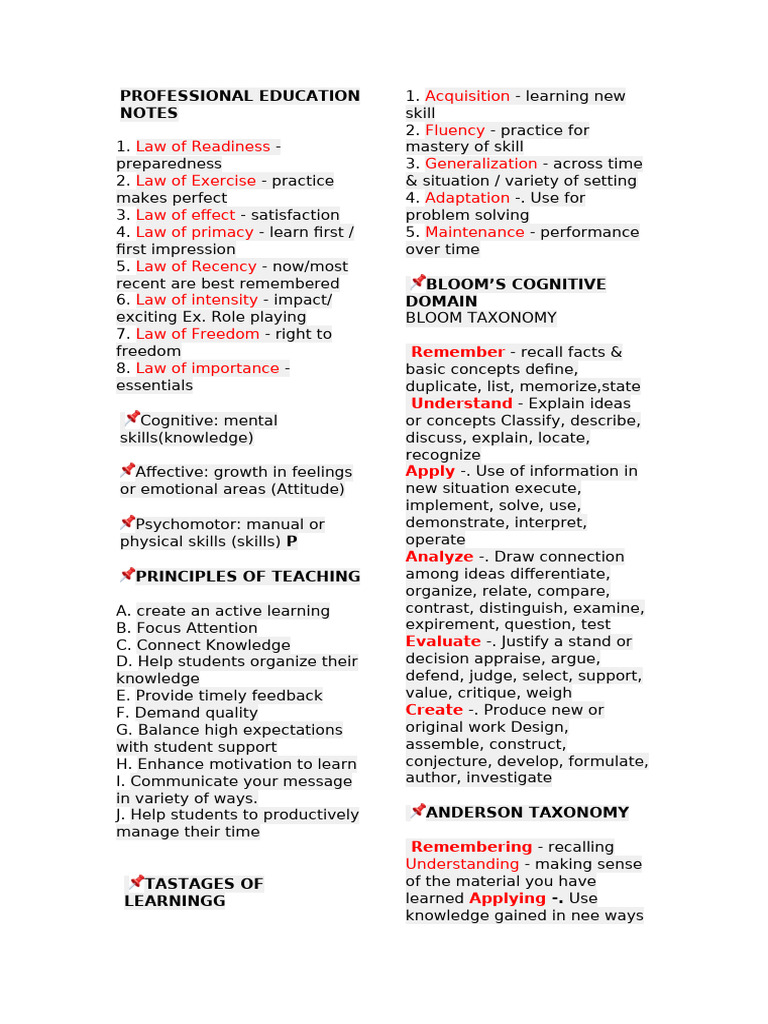 Professional Education Notes | PDF