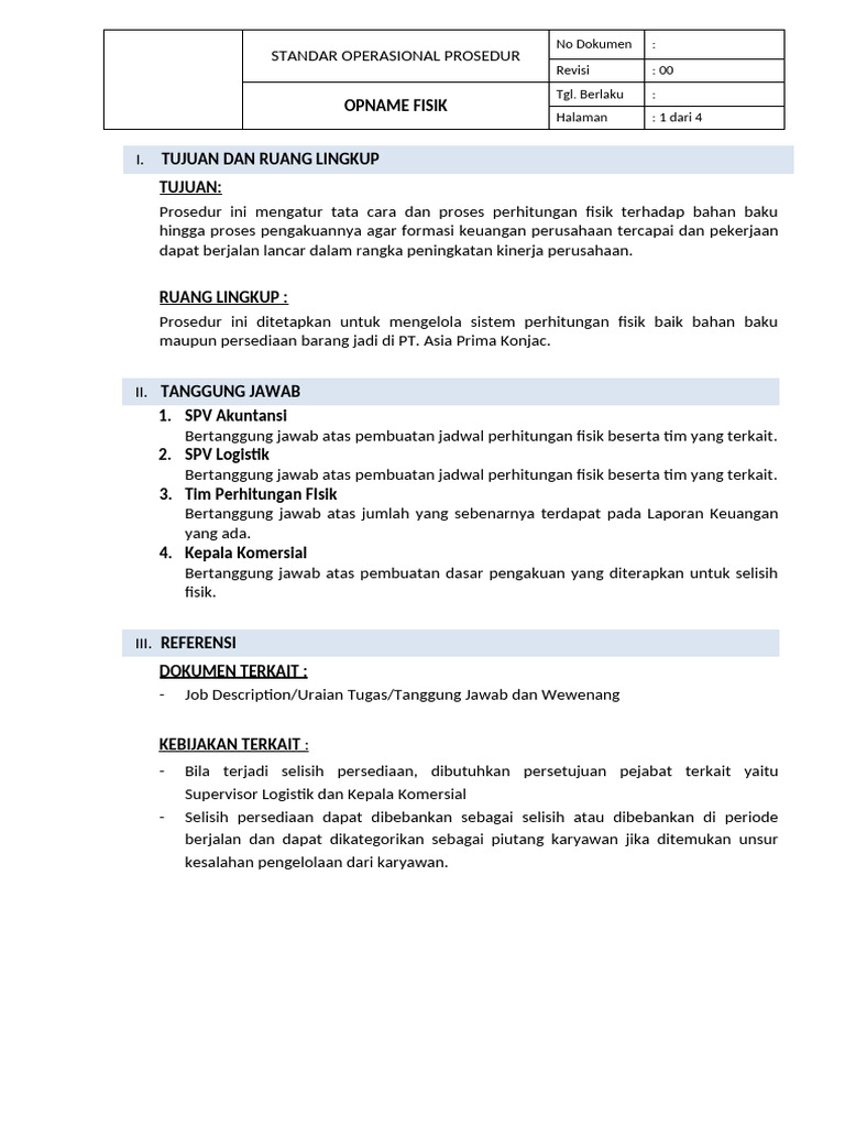 Sop Opname Fisik | PDF