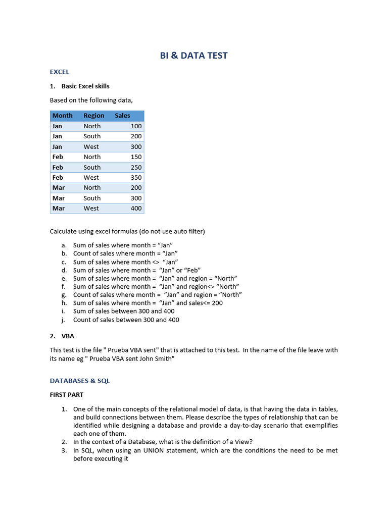 Bi & Data Test | PDF