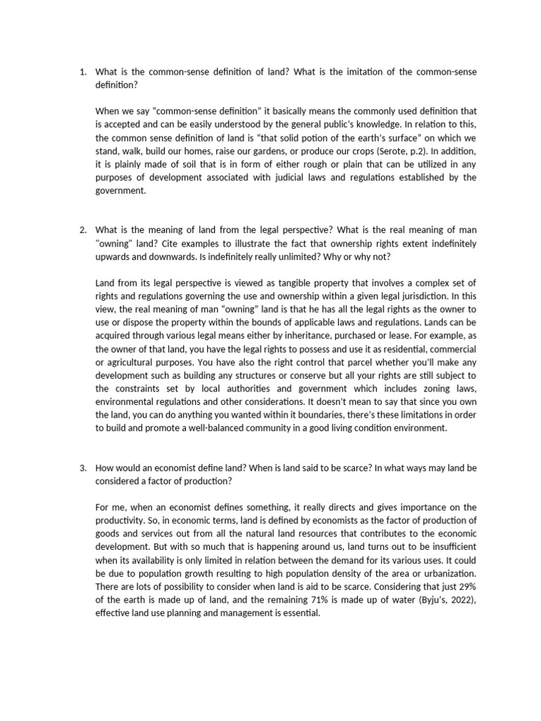 Common-Sense Definition of Land | PDF | Ecology | Technology & Engineering