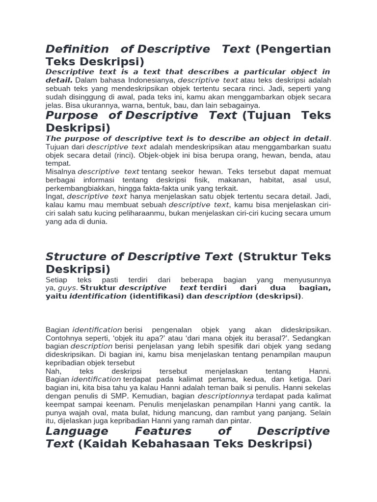 Materi descriptive text pdf