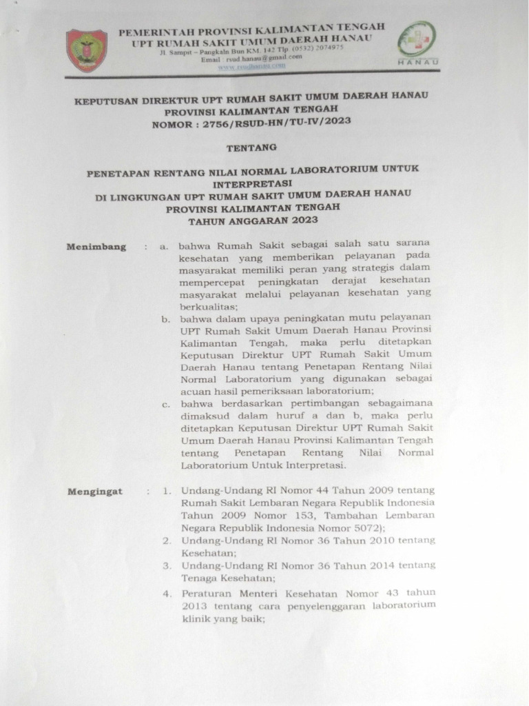 SK Rentang Nilai Normal Lab | PDF