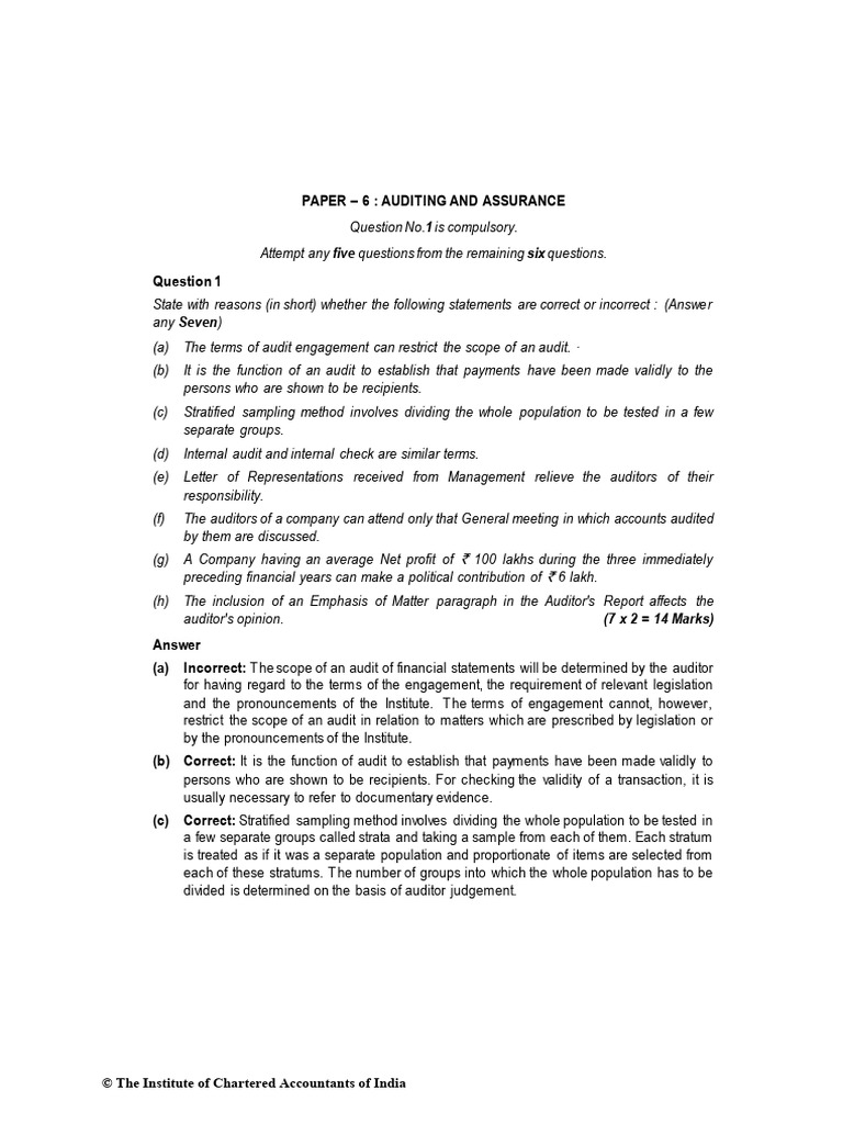 Auditing and Assurance Exam Questions | PDF | Audit | Internal Control
