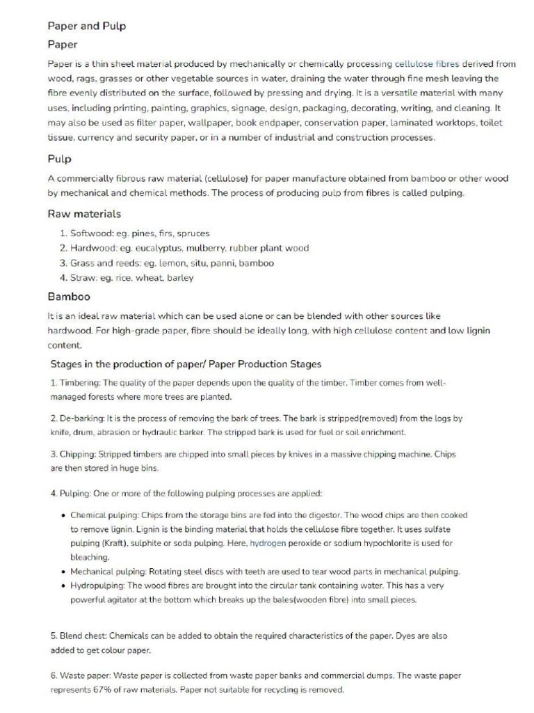 Paper and Pulp | PDF