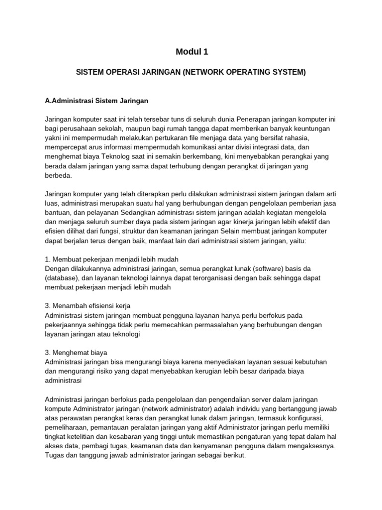 Sistem Operasi Jaringan (Network Operating System) | PDF