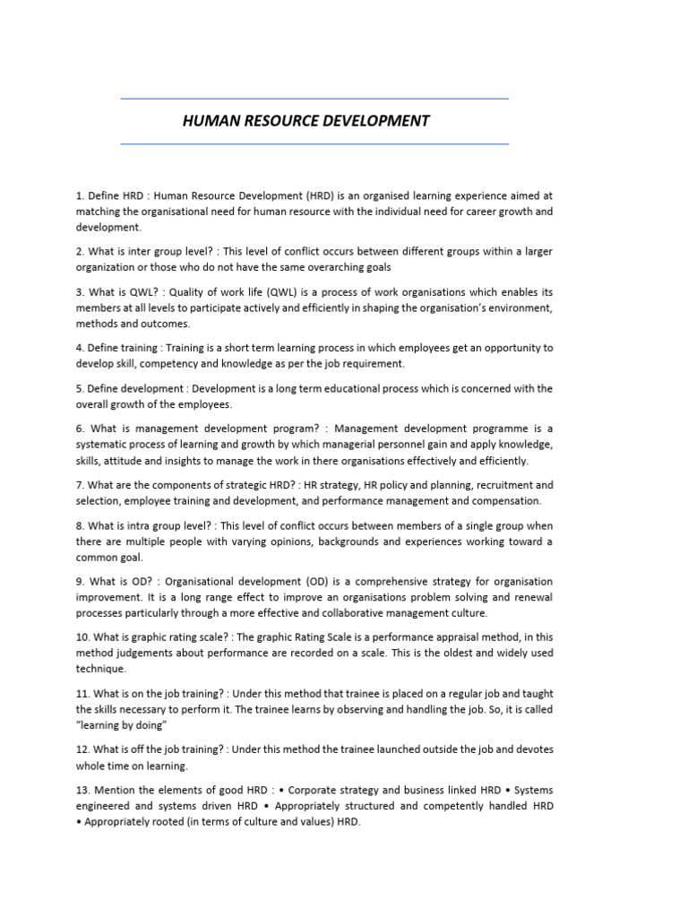 HRD Short Questions | PDF