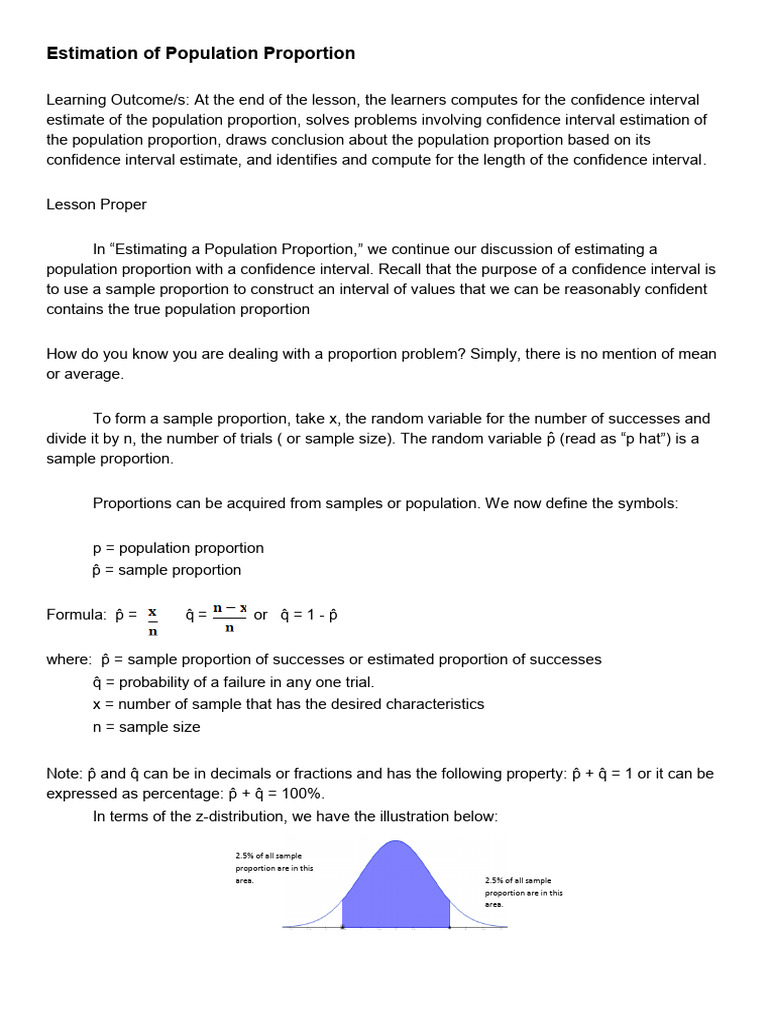 Estimation of Population Proportion | PDF