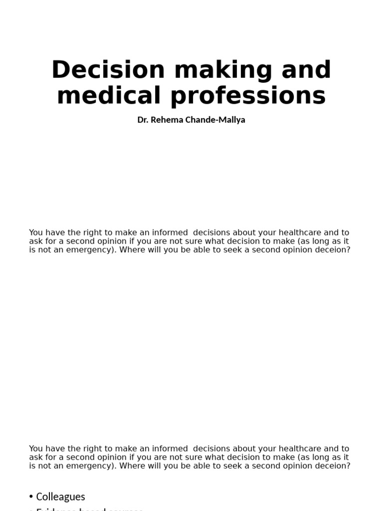 Decision Making and Medical Professions17112022 | PDF