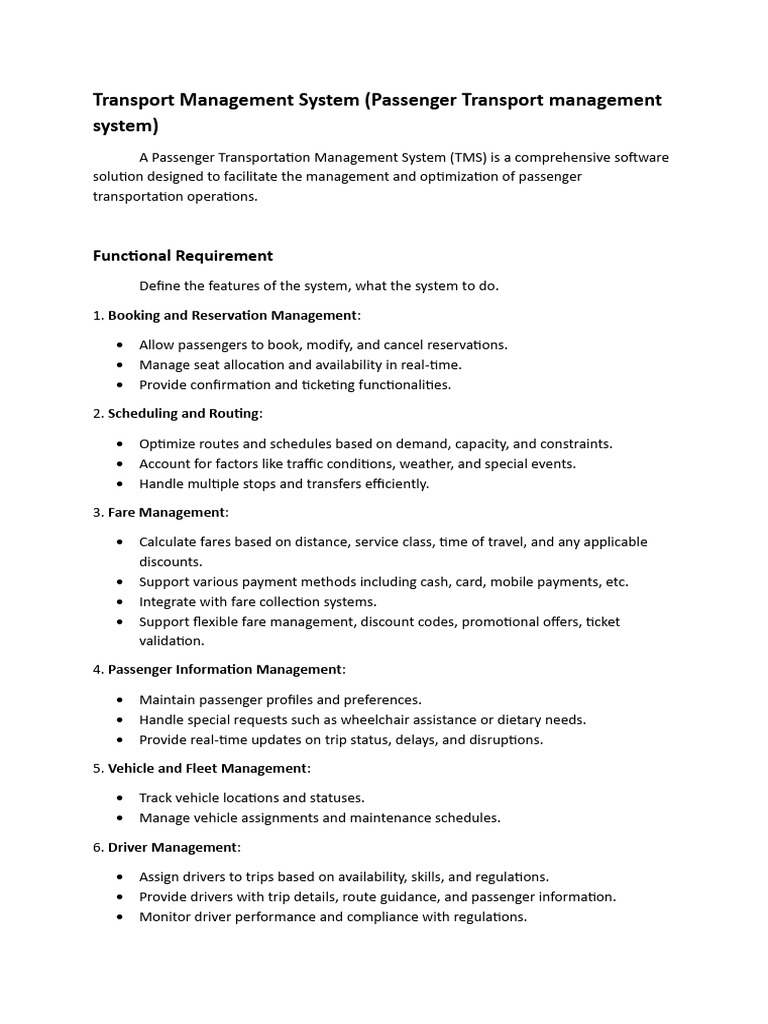 Transport Management System | PDF