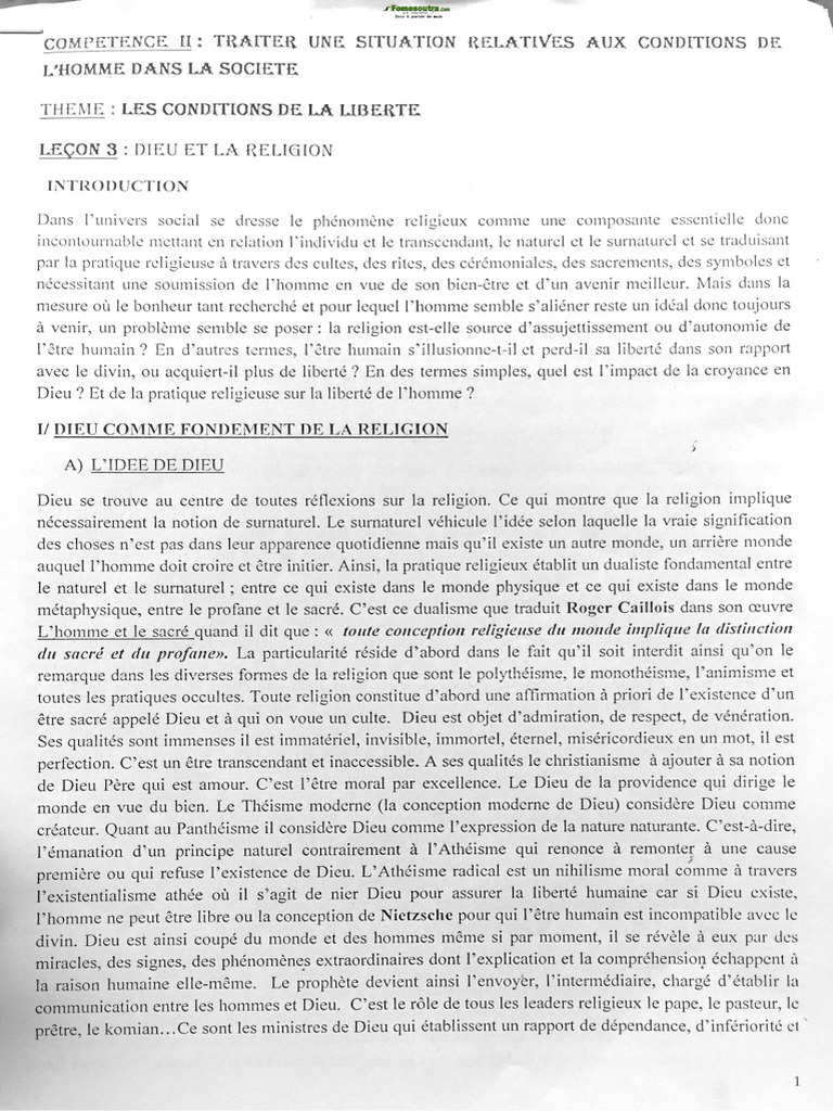 Sujet Traité-Philosophie - La Religion | PDF