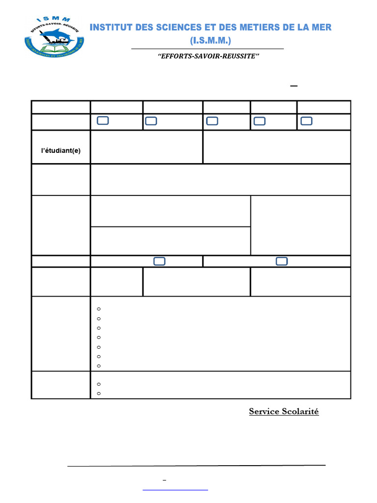 Fiche de Preinscription-Ismm | PDF