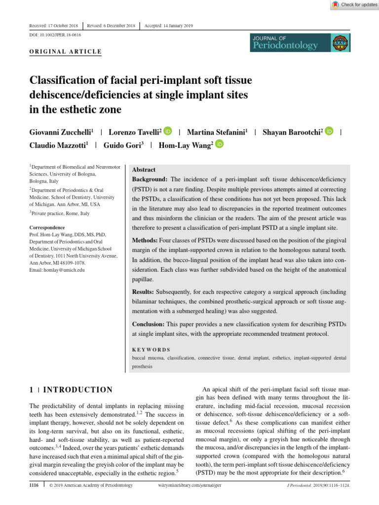 Journal of Periodontology - 2019 - Zucchelli - Classification of Facial ...