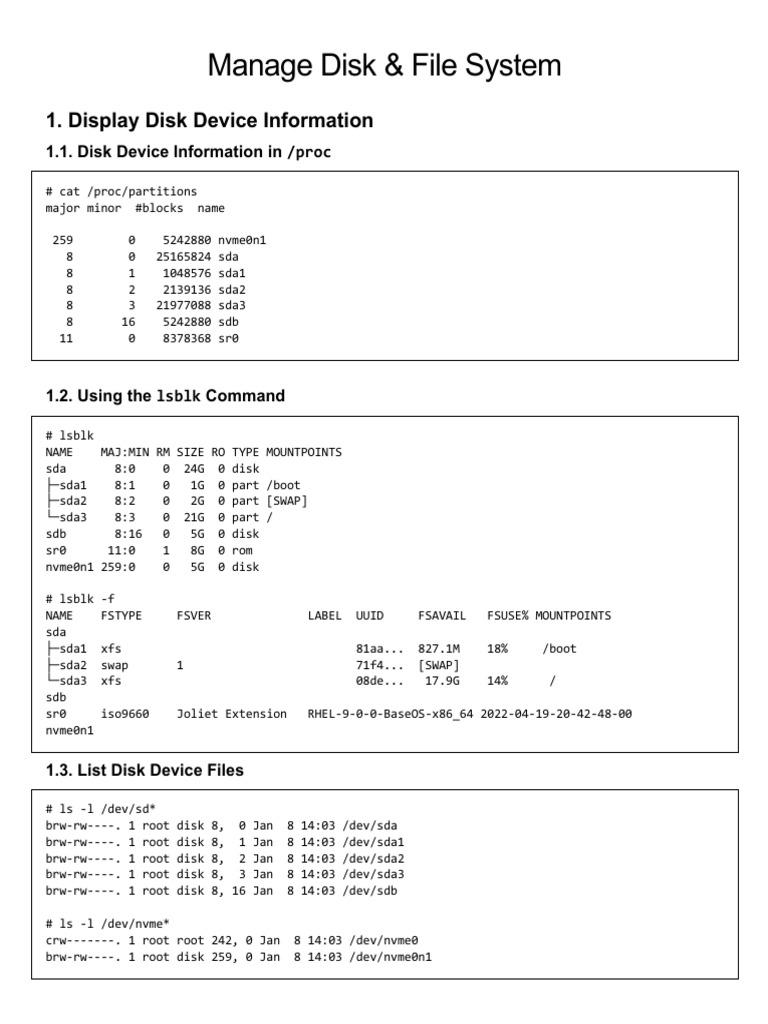 Manage disk filesystem pdf