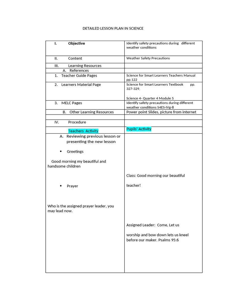 Detailed Lesson Plan in Science | PDF
