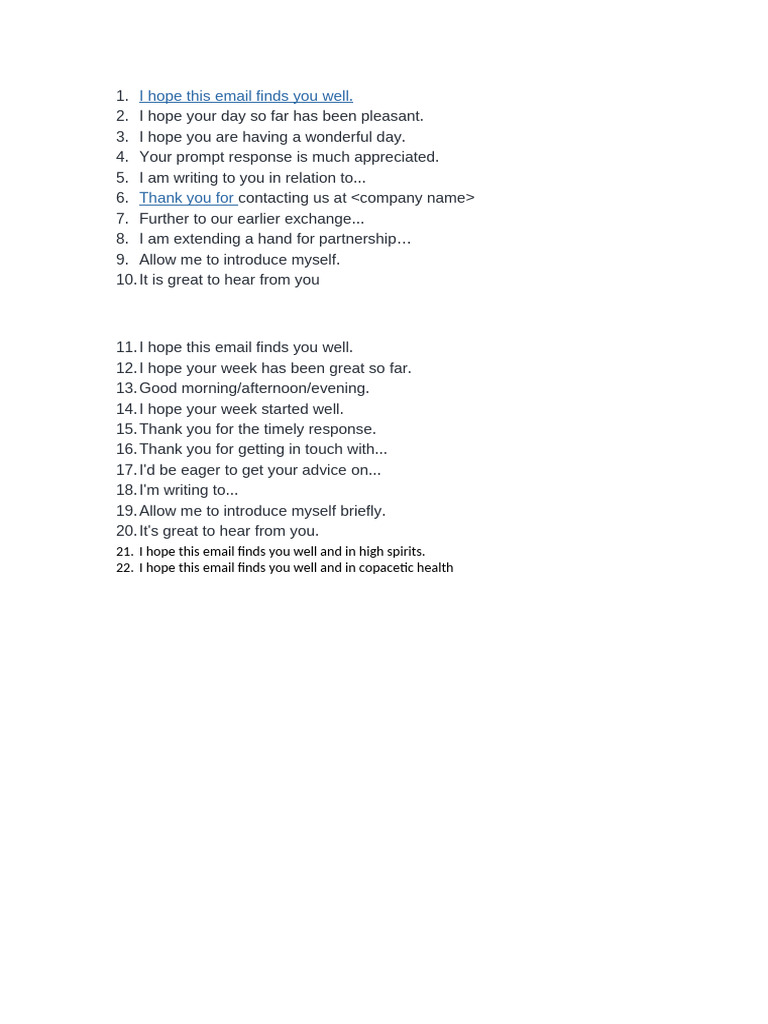 Email Opening Phrase PDF