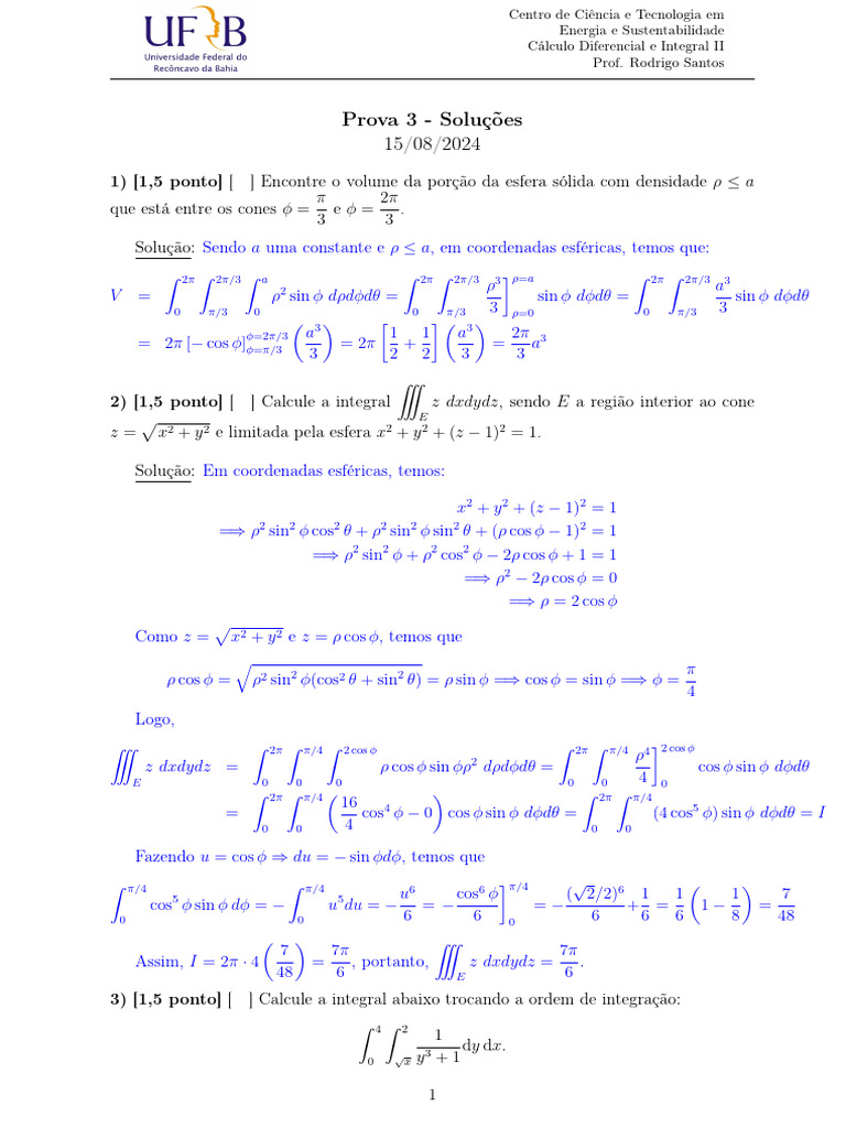 Prova 3 - Soluções | PDF