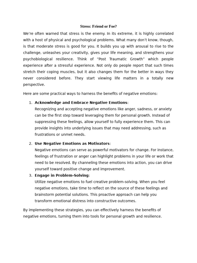 Negative Emotions | PDF
