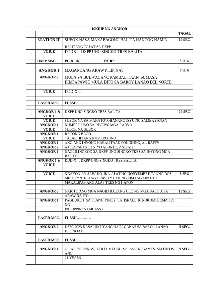 Script Writer in Radio Broadcasting To Baroy LDN | PDF