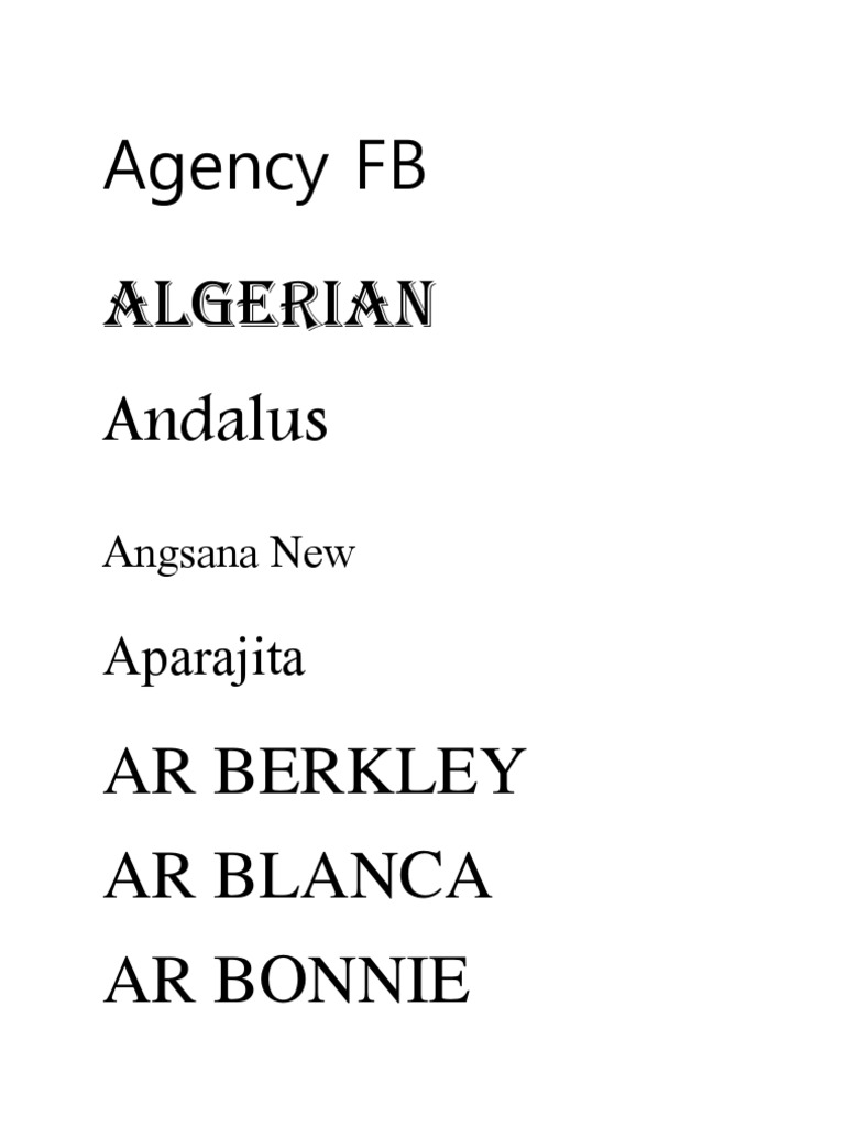 Font List and Downloads | PDF | Poetry | General Fiction
