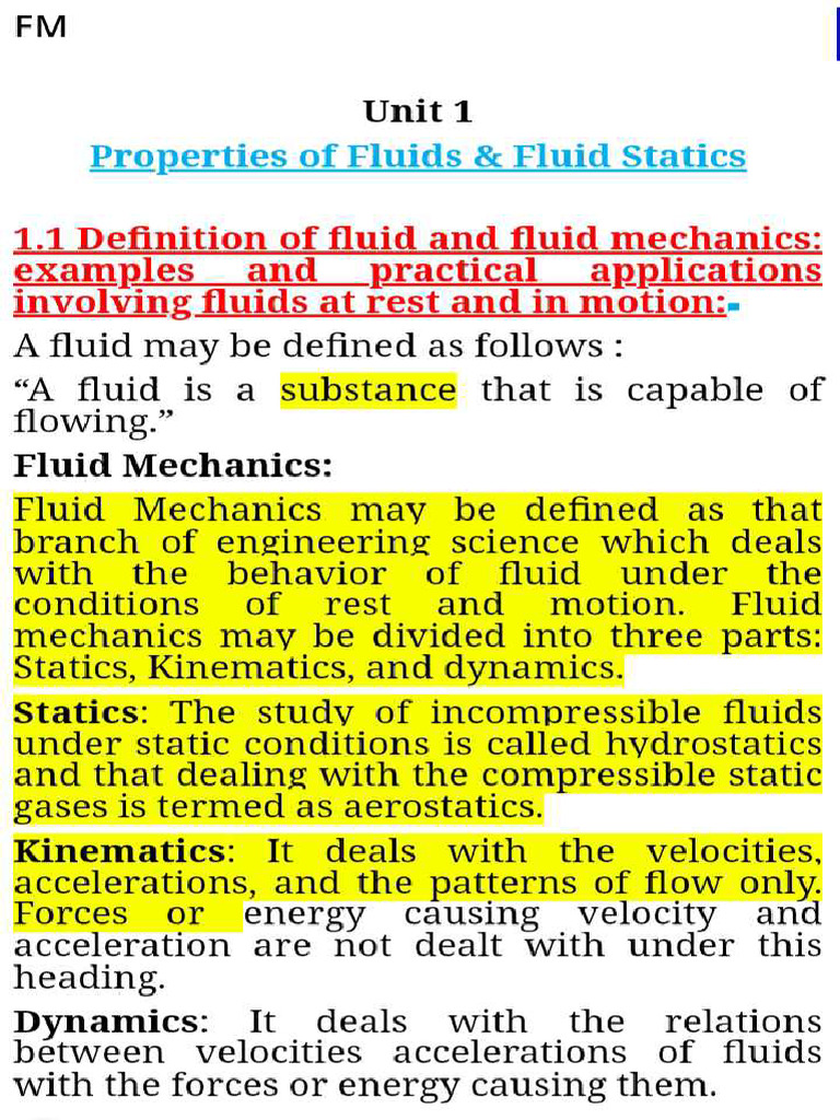FM Unit 1 Notes | PDF