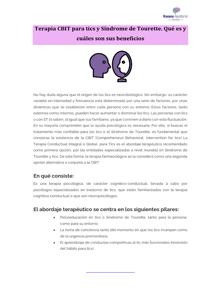 Terapia CBIT para Tics y Tourette | PDF | Síndrome de Tourette | Estilo ...