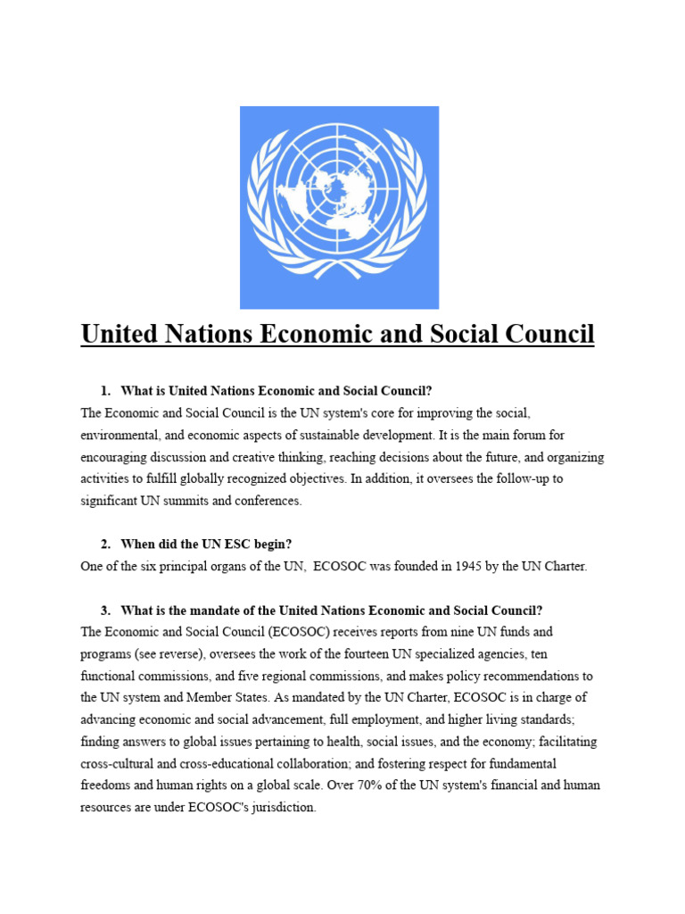 United Nations Economic and Social Council | PDF