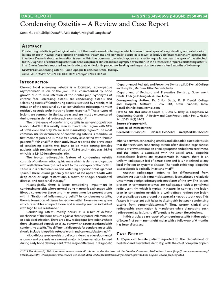 Condensing Osteitis (2023) | PDF