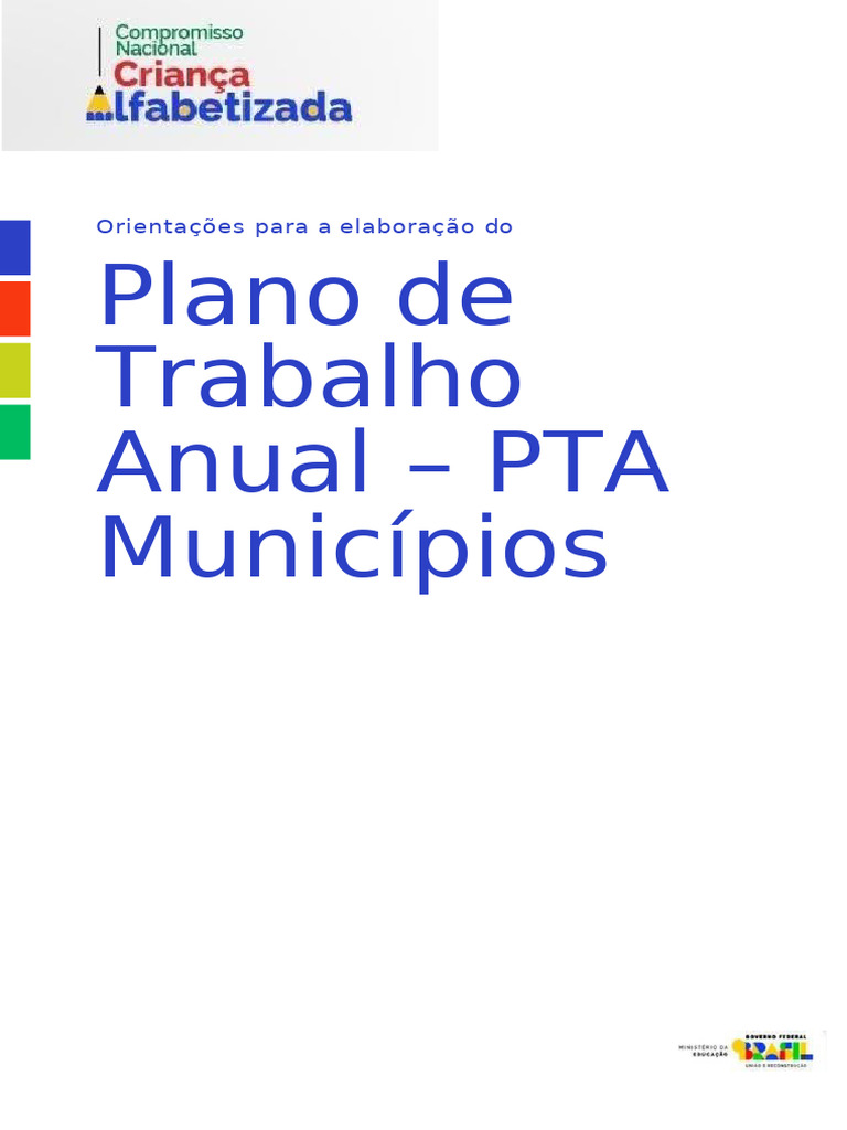 Elaboração do PTA para Municípios | PDF | Pedagogia | Alfabetização