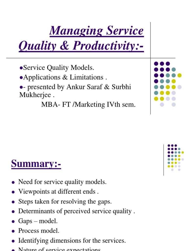 Service Quality Models & Gaps Analysis | PDF | Perception | Quality ...