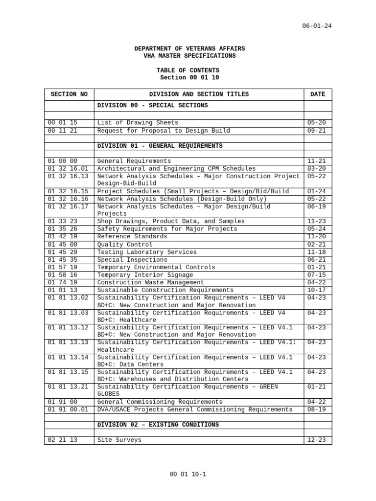 department-of-veterans-affairs-vha-master-specifications-section-00-01