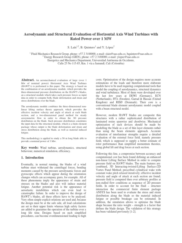 Wind Turbine Aerodynamic Analysis | PDF