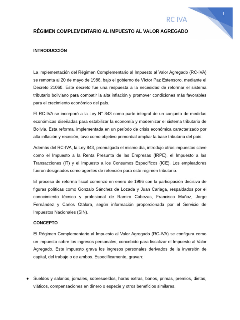 Regimen Complementario Del Iva | PDF | Impuestos | Impuesto al valor ...