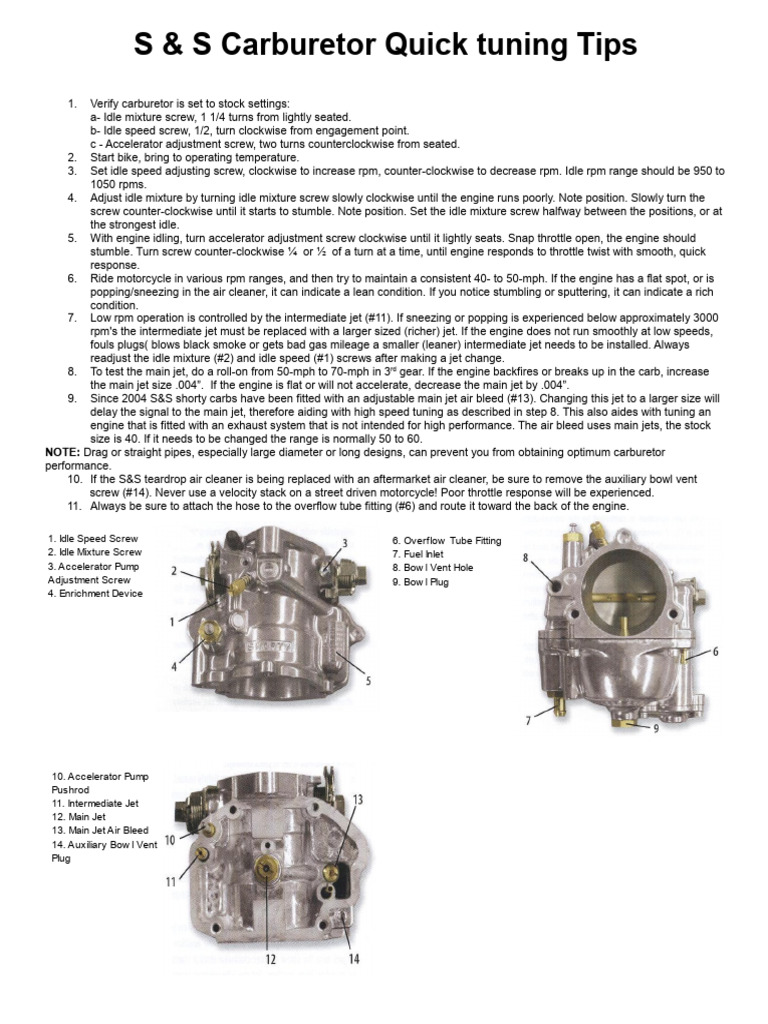 S&S Carburetor Tuning Guide | PDF | Carburetor | Throttle