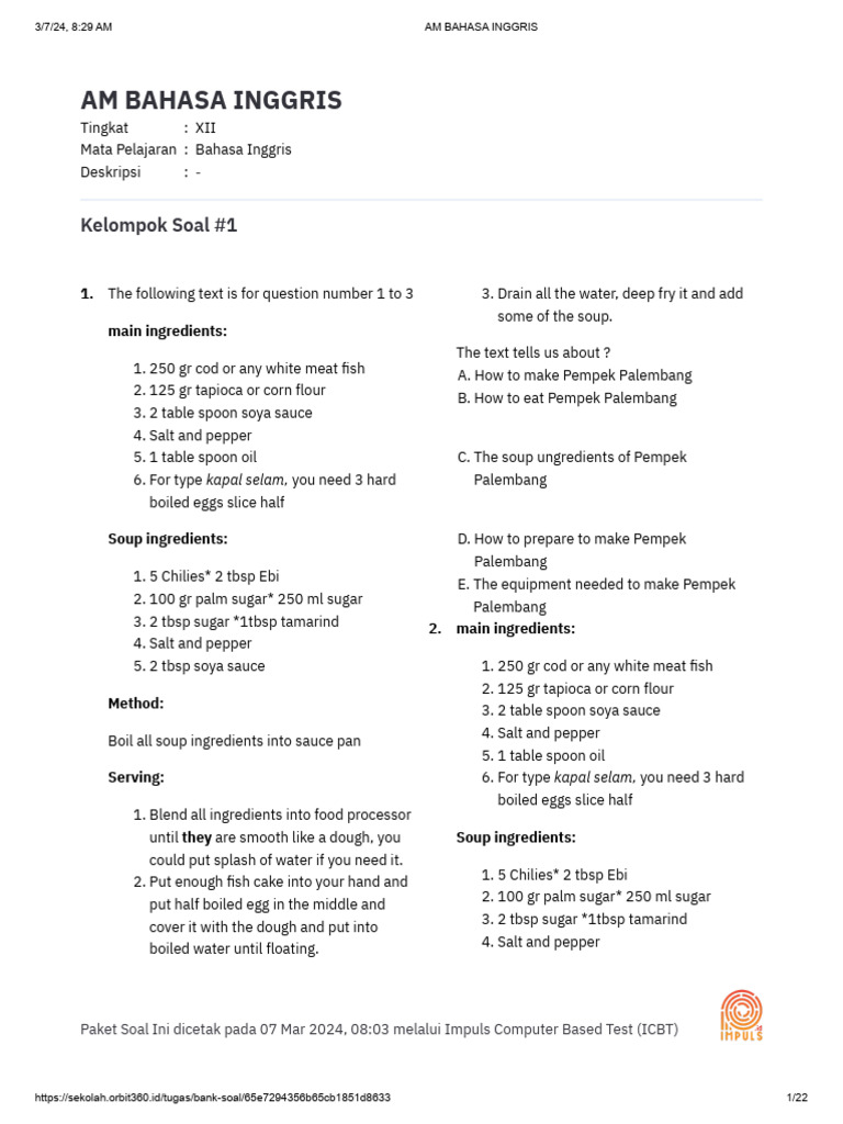 Am Bahasa Inggris | PDF