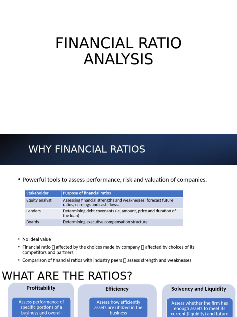 Financial Ratio Analysis - Formulas | PDF
