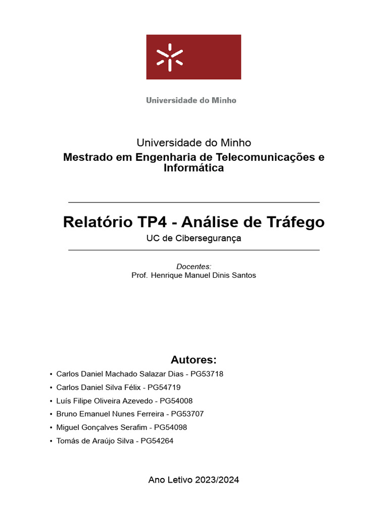 Relatório TP4 - Análise de Tráfego: Mestrado em Engenharia de ...