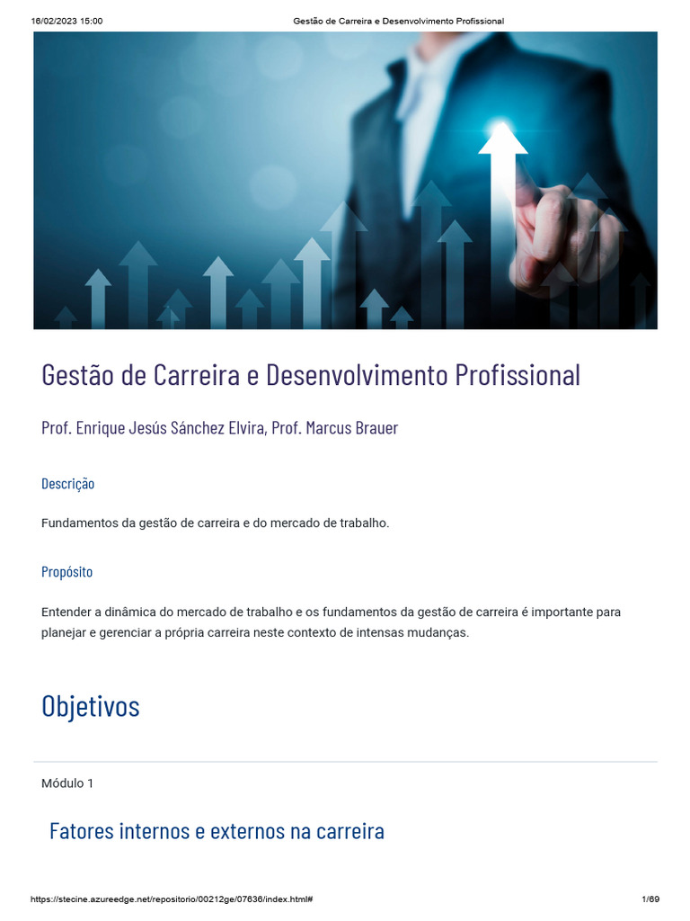 Gestão de Carreira e Desenvolvimento Profissional | PDF