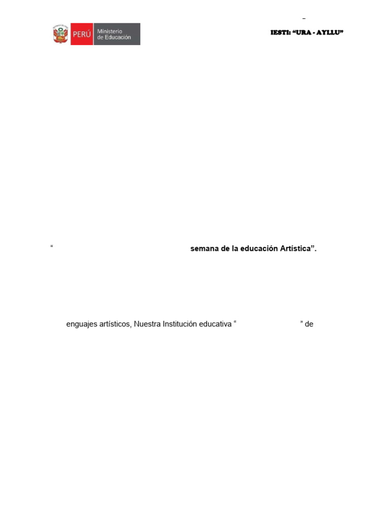 Plan de Trabajo: Semana de Educación Artística | PDF | Educación en ...