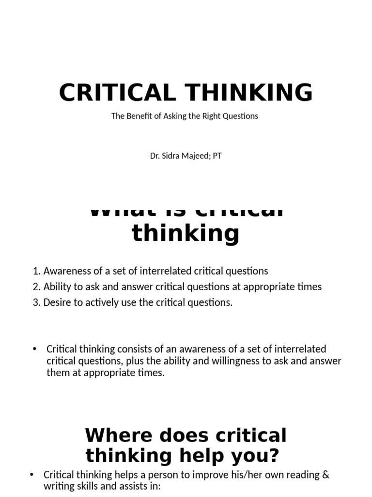 Critical Thinking | PDF | Reason | Career & Growth