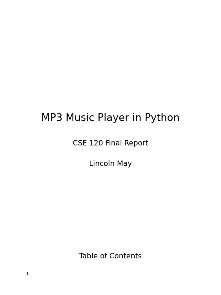 MP3 Music Player in Python | PDF | Graphical User Interfaces | Games ...