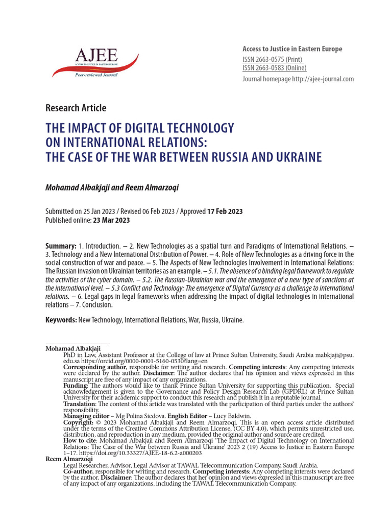 The Impact of Digital Technology On International | PDF