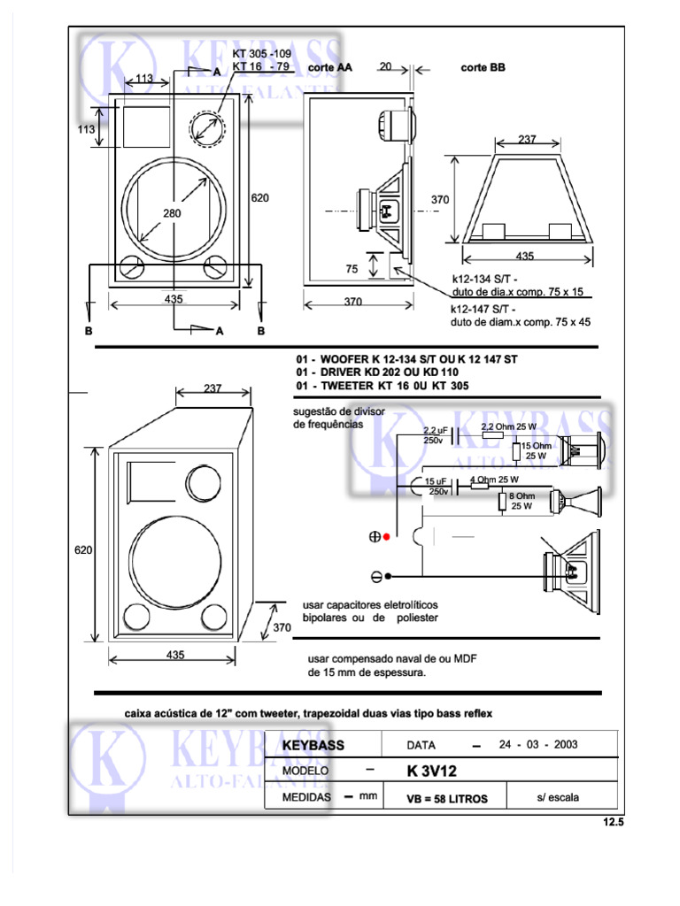 PDF Projeto de Caixa de Som de 3 Vias Woofer Tweeter Corneta - Compress ...