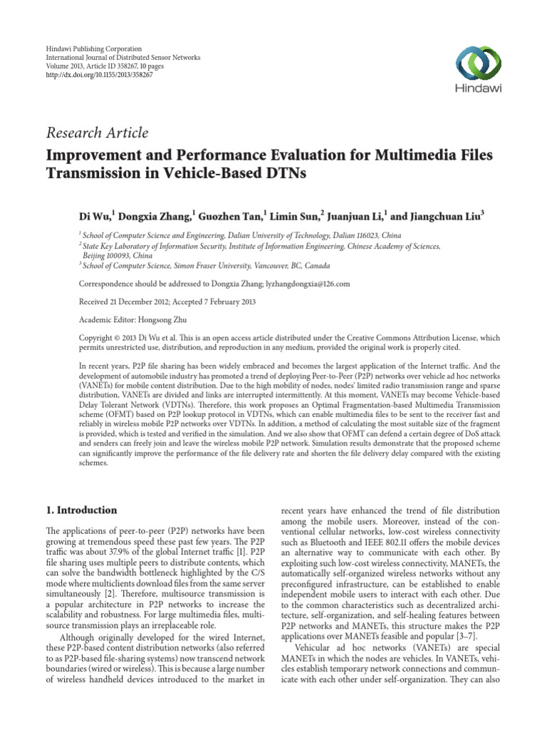Improvement and Performance Evaluation For Multimedia Files P2P | PDF