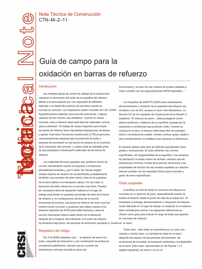 Field Guide For Rust On Reinforcing Bars CTN-M-2-11 | PDF