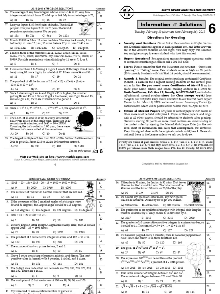 Math League 1sssds - Compress | PDF