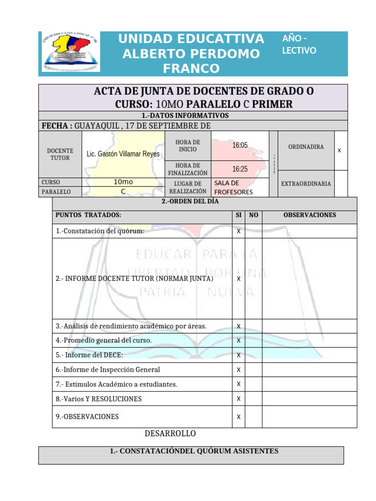 Actas de Juntas de 10mo C | PDF