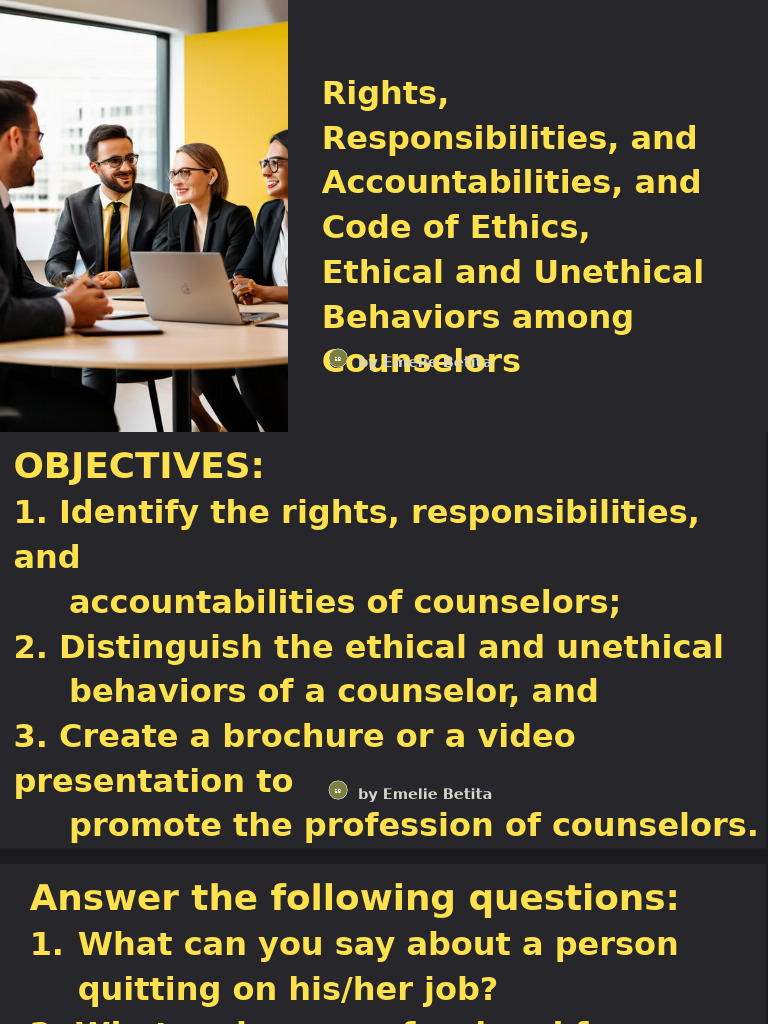 Rights Responsibilities and Accountabilities of Counselors | PDF
