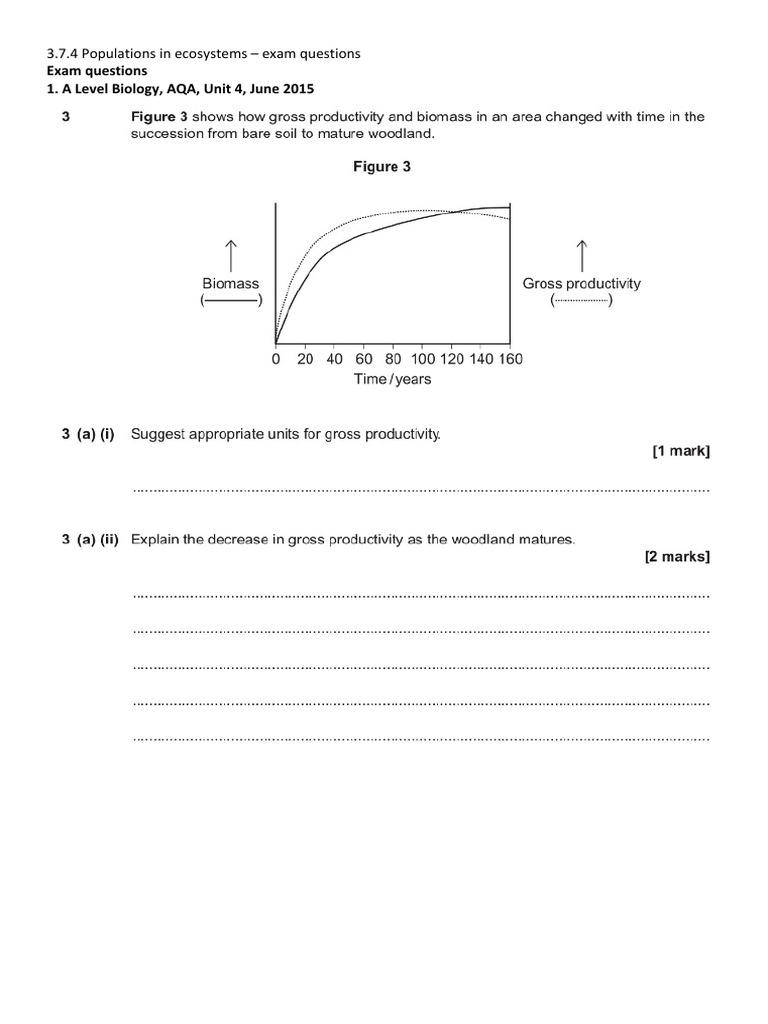 3.7.4 Populations in Ecosystems Exam Questions MS | PDF