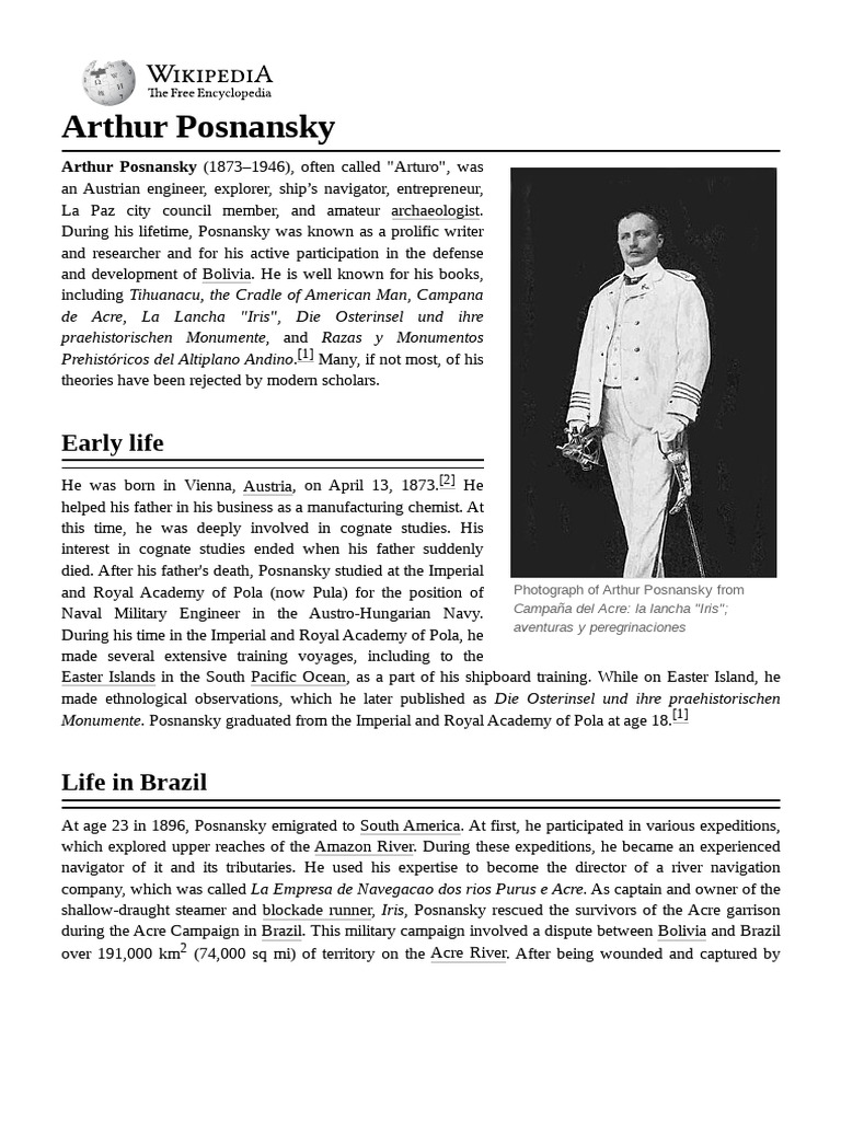 Arthur Posnansky | PDF | Bolivia